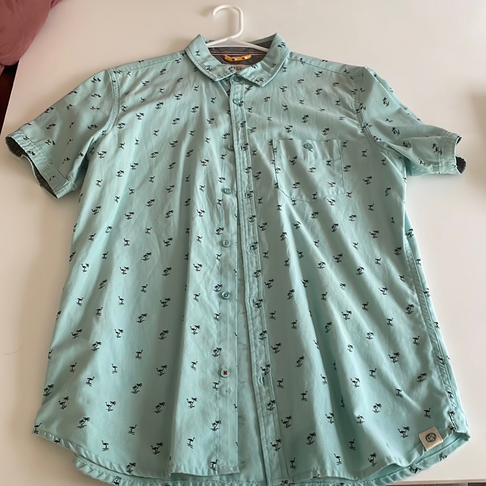 Dad shirt, flamingos and palm trees